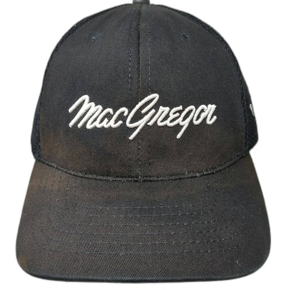 MacGregor Baseball Cap Black XL Fitted Mesh Stretch Fit VIP Golf Hat Performance